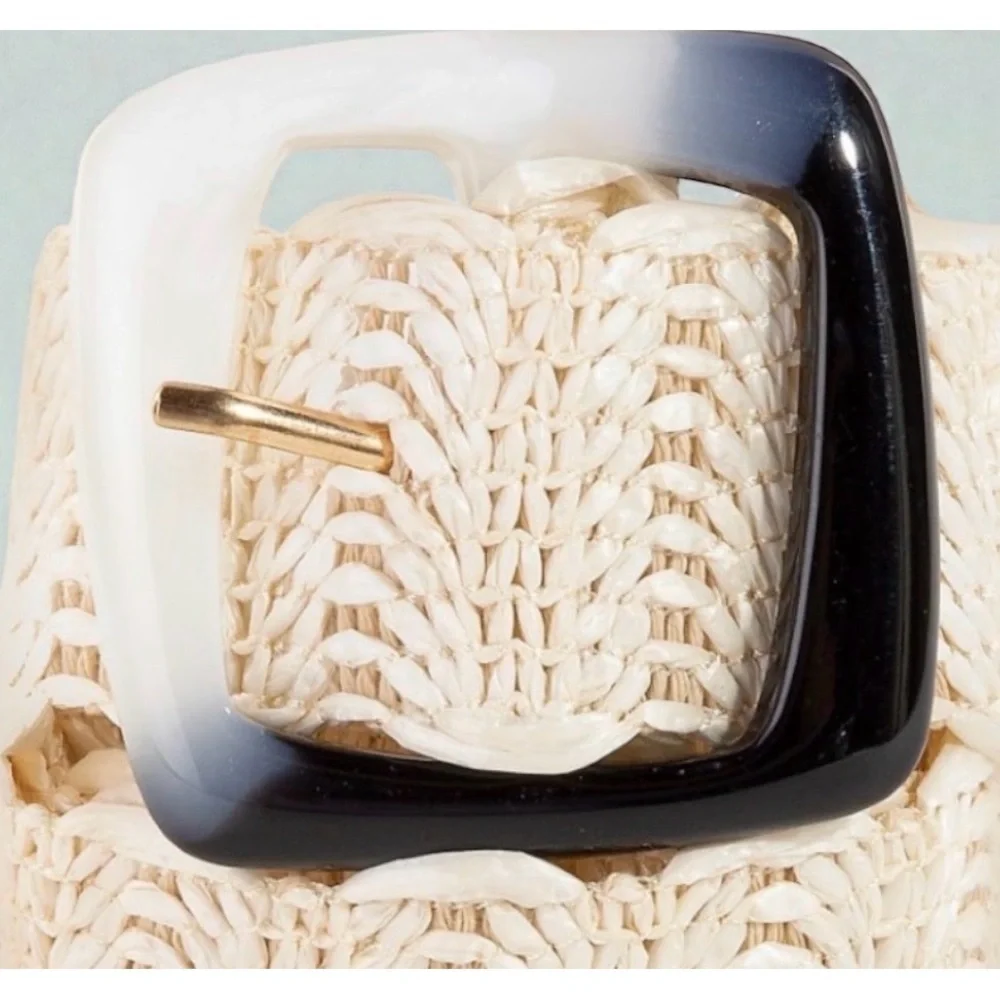 Dual Tone Buckle Boho Braided Belt - IVORY